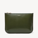 Large Ella Pouch in Smooth Moss Green from Aspinal of London
