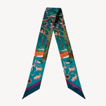 Woodland Skinny Scarf in Fig & Peacock Pure Silk from Aspinal of London
