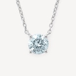 Floating Aquamarine Solitaire Necklace in 14ct White Gold from Aspinal of London