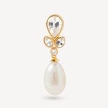 Floral Earrings with White Sapphire, Diamond & Pearl in 14ct Gold from Aspinal of London