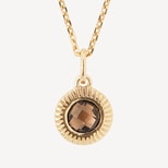 Gemstone Pendant Necklace in Smoky Quartz & 18ct Gold Vermeil from Aspinal of London
