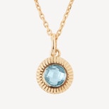 Gemstone Pendant Necklace in Swiss Blue Topaz & 18ct Gold Vermeil from Aspinal of London