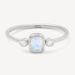 Gemstone Ring in Rainbow Moonstone & Sterling Silver 925 from Aspinal of London