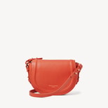 Small Stella Satchel Crossbody in Coral Pebble from Aspinal of London