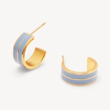 Ribbed Enamel Hoop Earring in Sky Blue Enamel & 18ct Gold Plated from Aspinal of London