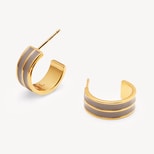 Ribbed Enamel Hoop Earring in Moleskin Enamel & 18ct Gold Plated from Aspinal of London