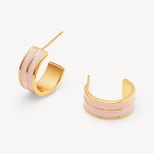 Ribbed Enamel Hoop Earring in English Rose Enamel & 18ct Gold Plated from Aspinal of London