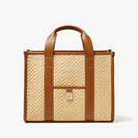 Henley Tote in Natural Chevron Raffia & Smooth Tan from Aspinal of London