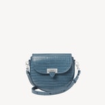 Portobello Crossbody in Deep Shine Peacock Blue Small Croc from Aspinal of London