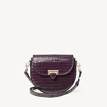 Portobello Crossbody in Deep Shine Fig Small Croc from Aspinal of London