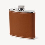 Classic 5oz Leather Hip Flask in Chestnut Tan Saffiano from Aspinal of London