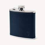 Classic 5oz Leather Hip Flask in Navy Saffiano from Aspinal of London