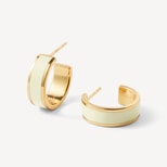 Enamel Hoop Earrings in Ivory Enamel & 18ct Gold Plated from Aspinal of London