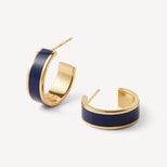 Enamel Hoop Earrings in Navy Enamel & 18ct Gold Plated from Aspinal of London