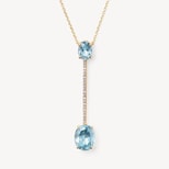 Diamond Straight Drop Necklace in Diamond, Sky Blue Topaz & 14ct Gold from Aspinal of London