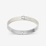 Ribbed Enamel Bangle in Ivory Enamel & Palladium Silver Plated from Aspinal of London