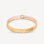 Ribbed Enamel Bangle in English Rose Enamel & 18ct Gold Plated from Aspinal of London