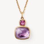 Duo Gemstone Pendant Necklace in Rhodolite Garnet, Purple Amethyst & 18ct Gold Vermeil from Aspinal of London