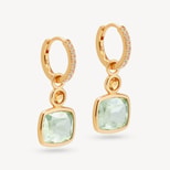 Duo Gemstone Charm Hoop Earrings in Citrine, Green Amethyst & 18ct Gold Vermeil from Aspinal of London