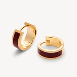 Enamel Huggie Earrings in Fig Enamel & 18ct Gold Plated from Aspinal of London