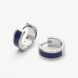 Enamel Huggie Earrings in Navy Enamel & Palladium Silver Plated from Aspinal of London