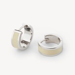 Enamel Huggie Earrings in Ivory Enamel & Palladium Silver Plated from Aspinal of London