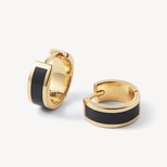 Enamel Huggie Earrings in Black Enamel & 18ct Gold Plated from Aspinal of London