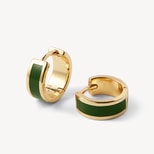 Enamel Huggie Earrings in Racing Green Enamel & 18ct Gold Plated from Aspinal of London