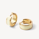 Enamel Huggie Earrings in Ivory Enamel & 18ct Gold Plated from Aspinal of London