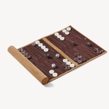 Travel Backgammon Set in Cappuccino Suede from Aspinal of London