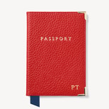 Passport Cover in Cardinal Red Pebble from Aspinal of London
