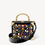 Trunk in Black Velvet with Floral Embroidery from Aspinal of London