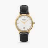 Mount Street Watch in Deep Shine Black Croc & Gold Plated from Aspinal of London