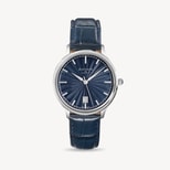 Mount Street Watch in Deep Shine Navy Croc & Stainless Steel from Aspinal of London