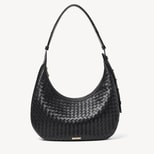 Soho Large Crescent in Black Woven Leather from Aspinal of London