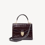 Midi Mayfair® in Deep Shine Dark Amazon Brown Croc from Aspinal of London