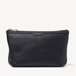 Hudson Large Pouch in Black Milled Pebble from Aspinal of London