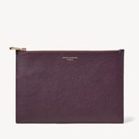 Large Essential Flat Pouch in Fig Pebble from Aspinal of London