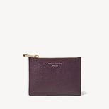 Small Essential Flat Pouch in Fig Pebble from Aspinal of London