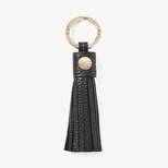 Hudson Tassel Keyring in Black Milled Pebble from Aspinal of London