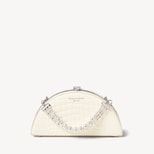 Luna Clutch Bag in Ivory Patent Croc from Aspinal of London