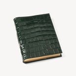 A5 Refillable Luxury Journal in Deep Shine Evergreen Croc from Aspinal of London