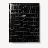 2027 A4 Day to Page Diary in Deep Shine Black Croc from Aspinal of London