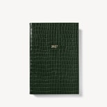 2027 A5 Day to Page Diary in Deep Shine Evergreen Small Croc from Aspinal of London
