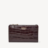 Mayfair® Coin & Card Wallet in Deep Shine Dark Amazon Brown Croc from Aspinal of London