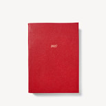 2027 A5 Week to View Diary in Cardinal Red Pebble from Aspinal of London