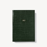 2027 A5 Week to View Diary in Deep Shine Evergreen Small Croc from Aspinal of London