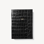 2027 A5 Week to View Diary in Deep Shine Black Croc from Aspinal of London