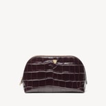 Classic Makeup Case in Deep Shine Dark Amazon Brown Croc from Aspinal of London