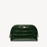 Classic Makeup Case in Deep Shine Evergreen Croc from Aspinal of London